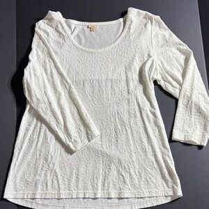 Reba White Textured Long Sleeve Top